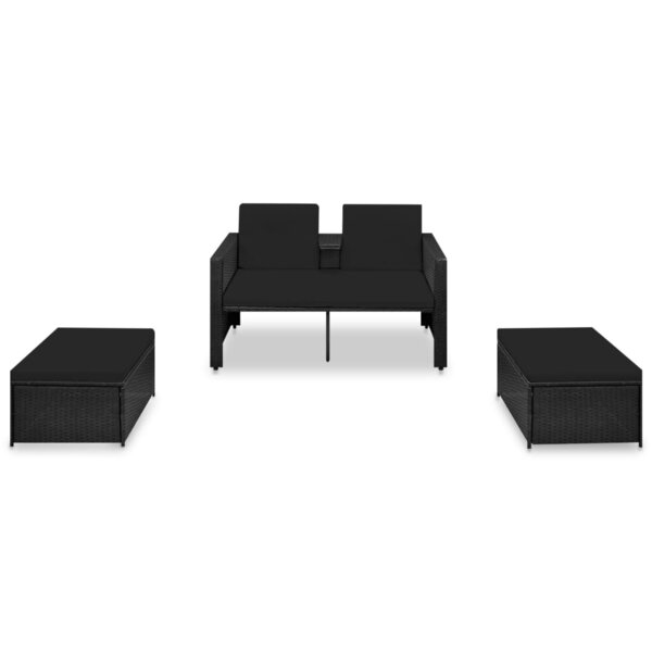Salon de jardin meuble d'extérieur ensemble de mobilier 3 pièces avec coussins résine tressée noir 02_0016010