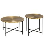 vidaXL Ensemble de tables 2 Pièces MDF recouvert de laiton