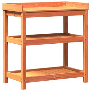 vidaXL Table de rempotage avec étagères marron bois massif de pin