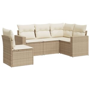 vidaXL Salon de jardin avec coussins 5 Pièces beige résine tressée