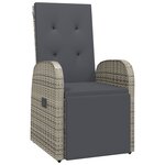 vidaXL Ensemble de salle à manger de jardin 3 pièces avec coussins en rotin poly gris