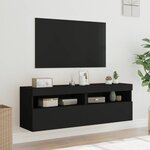 vidaXL Meubles TV muraux avec lumières LED 2 Pièces noir 60x30x40 cm