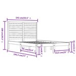 vidaXL Cadre de lit bois massif 135x190 cm double