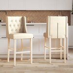 vidaXL Chaises de bar lot de 2 bois massif d'hévéa et tissu