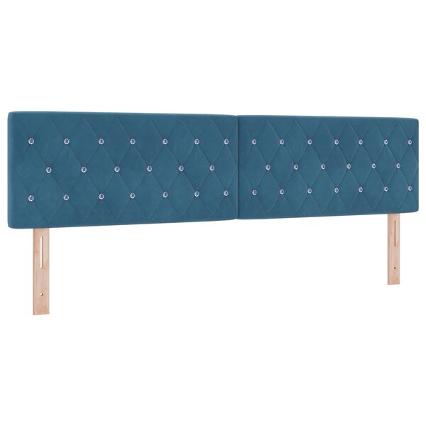 vidaXL Tête de Lit LED Bouton en Cristal Capitonnée Bleu Foncé 90 cm Velours