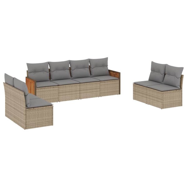 vidaXL Salon de jardin avec coussins 8 Pièces beige résine tressée