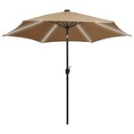 vidaXL Parasol de jardin avec lumières LED et mât en aluminium taupe