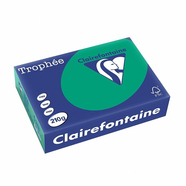 Ramette 250 Feuilles Papier 210g A4 210x297 mm Certifié FSC vert sapin TROPHÉE