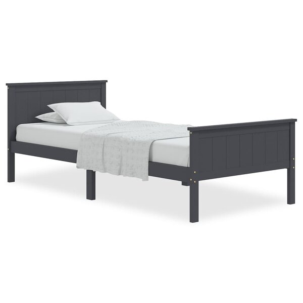 vidaXL Cadre de lit Gris Bois de pin massif 100x200 cm