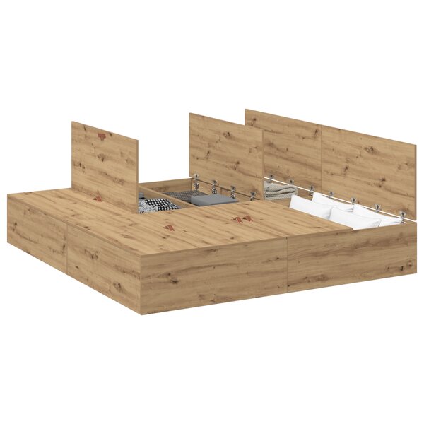 Cadre de lit de rangement vidaXL Chêne Artisanal 200x200 cm