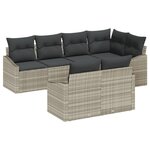 vidaXL Ensemble de canapés de jardin 7 pièces avec coussins gris clair rattan poly