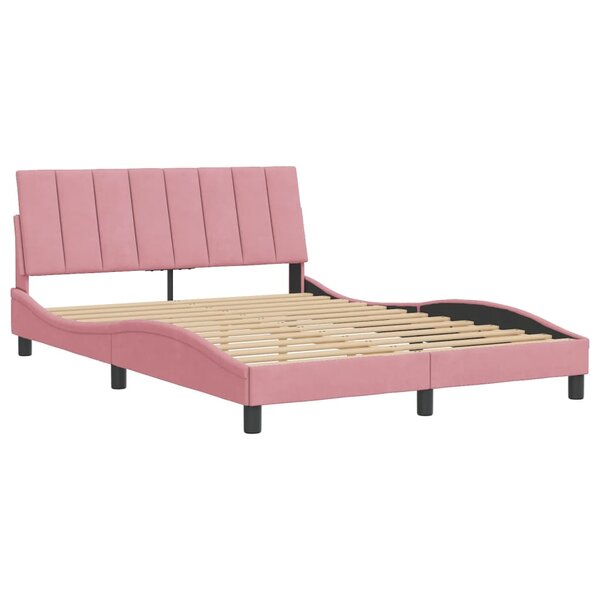 vidaXL Cadre de lit avec tête de lit Rose 120x200 cm Velours