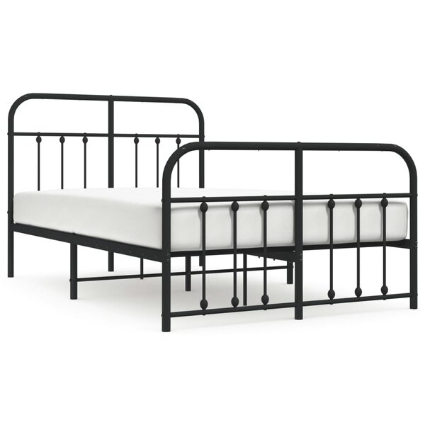 vidaXL Cadre de lit métal avec tête de lit/pied de lit noir 120x190 cm