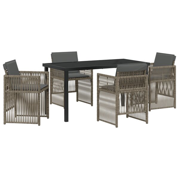 vidaXL Ensemble de salle à manger de jardin 5 pièces avec coussins gris