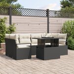 Set de Canapé Jardin vidaXL 7 pièces avec Coussins Rattan Poly Noir