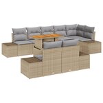 vidaXL Ensemble de canapé de jardin 9 pièces avec coussins Beige Poly Rattan