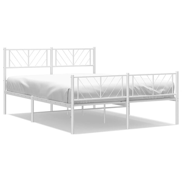 vidaXL Cadre de lit métal avec tête de lit/pied de lit blanc 160x200cm