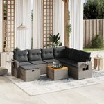 vidaXL Salon de jardin 8 Pièces avec coussins gris résine tressée