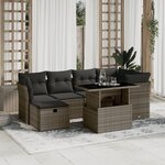 vidaXL Salon de jardin avec coussins 7 Pièces gris résine tressée