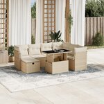 vidaXL Salon de jardin avec coussins 8 Pièces beige résine tressée