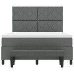 vidaXL Lit à ressort avec Matelas & Banc Gris Foncé 140x200 cm Tissu