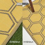 Tapis extérieur terrasse réversible - Tapis de jardin imperméable résistant UV - Nid d'abeille - Jaune - 180x120 cm - HOMESCAPES