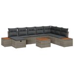 vidaXL Ensemble de Canapé de Jardin 9 Pièces avec Coussins Rattan Poly Gris