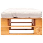 vidaXL Repose-pied palette de jardin et coussin sable Marron miel Bois