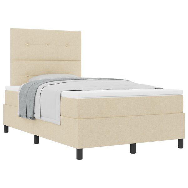 vidaXL Lit à Sommier à Ressort avec Matelas Crème 120x200 cm Tissu
