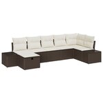 vidaXL Ensemble de canapé de jardin 7 pièces avec coussins en rotin poly marron