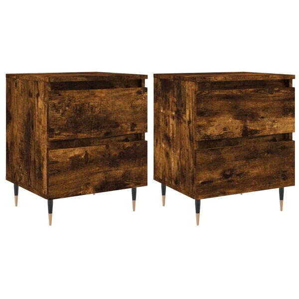 vidaXL Tables de chevet 2 Pièces chêne fumé 40x35x50 cm bois ingénierie