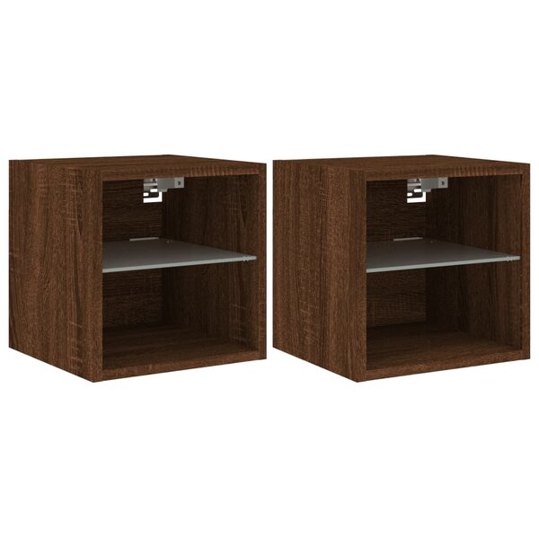 vidaXL Meubles TV muraux lumières LED 2 Pièces chêne marron 30x28 5x30 cm