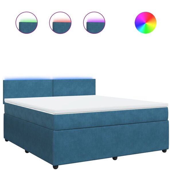 vidaXL Sommier à lattes de lit et matelas bleu 180x200 cm velours