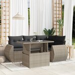 vidaXL Salon de jardin 5 Pièces avec coussins gris clair résine tressée