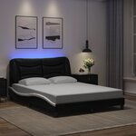vidaXL Cadre de lit avec LED sans matelas noir et blanc 140x200 cm