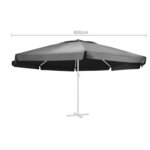 vidaXL Tissu de remplacement pour parasol d'extérieur Anthracite 600cm