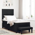 vidaXL Lit à ressort avec matelas et banc noir 90x200 cm tissu