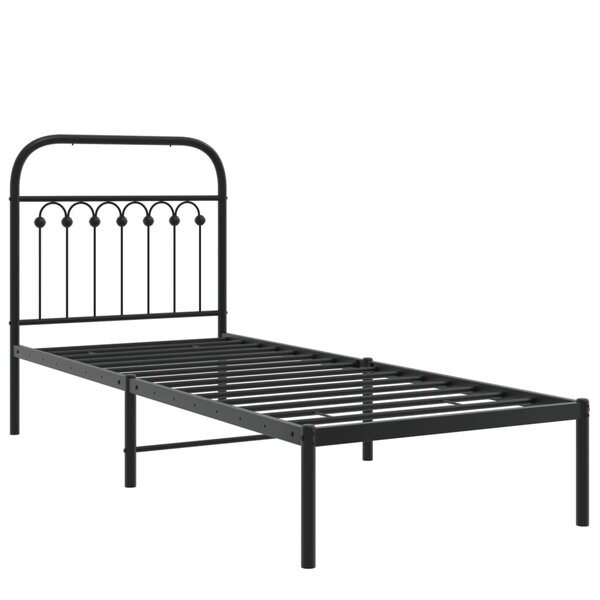 vidaXL Cadre de lit métal avec tête de lit noir 75x190 cm