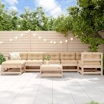 vidaXL Salon de jardin 8 Pièces avec coussins bois massif