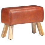 vidaXL Banc saut de cheval 58 cm marron cuir véritable et manguier