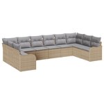 vidaXL Ensemble de 10 Pièces de Canapé de Jardin avec Coussins Beige Poly Rattan
