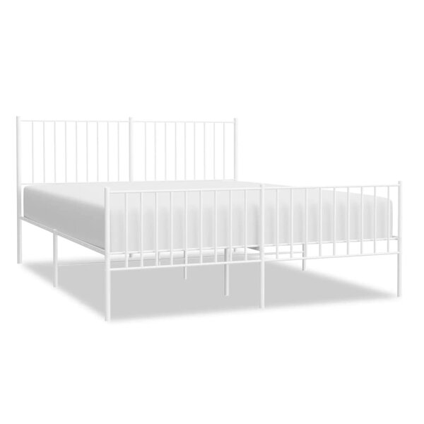 vidaXL Cadre de lit métal sans matelas et pied de lit blanc 160x200 cm