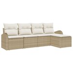 Ensemble de canapé de jardin 5 pièces avec coussins Beige Poly Rotin