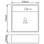vidaXL Lavabo carré à trop-plein Gris clair mat 41x41 cm Céramique