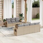 vidaXL Salon de jardin avec coussins 8 Pièces beige résine tressée