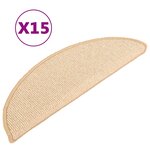vidaXL Tapis de marches d'escalier 15 Pièces Crème 65x21x4 cm