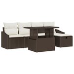 vidaXL Set canapé jardin 6 pièces coussins marron poly rattan