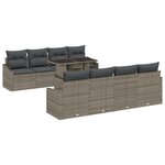 vidaXL Set de 9 pièces de canapés de jardin avec coussins gris rattan poly