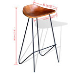 vidaXL Chaises de bar lot de 2 noir et marron cuir véritable