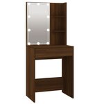 vidaXL Coiffeuse à LED avec armoire Chêne marron Bois d'ingénierie